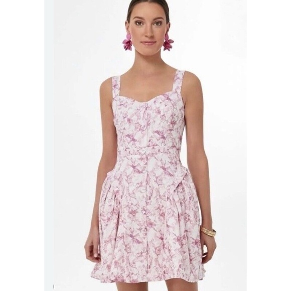 Hyacinth House Pink Abstract Floral Rosemary Mini floral Dress NEW - Picture 1 of 12